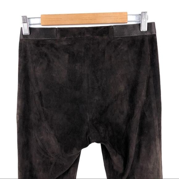 Alice + Olivia Suede Lamb Leather  Brown Skinny Pants 6 - Picture 9 of 16